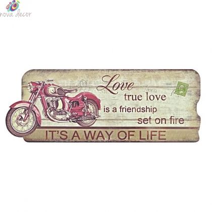 Wooden wall decor `Red Moto`