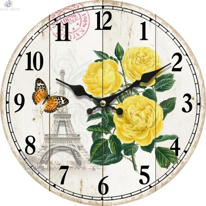 Wall clock Roses in Paris
