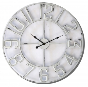 Метален бял стенен часовник Бланка с безшумен часовников механизъм
