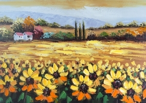Oil painting Field of sunflowers