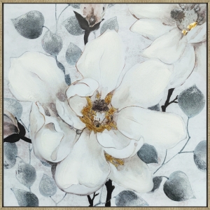 Oil painting Magnolia with gold