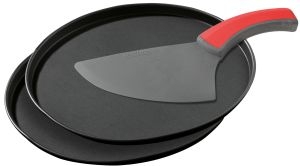 Set of 2 pizza trays + cutter