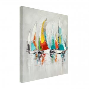 Картина с маслени бои Пъстри лодки