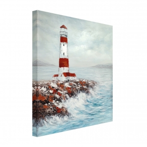 Oil painting Red lighthouse