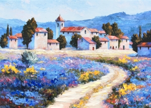 Oil painting Purple field