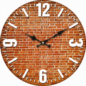 Стенен часовник Тухлена стена с безшумен часовников механизъм