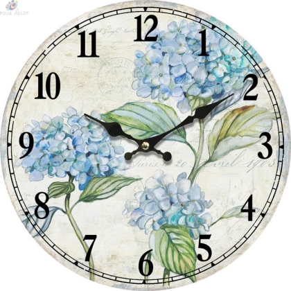 Wall clock Blue hydrangea